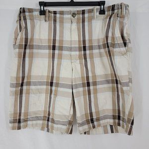 Casuals Madras Flat Front Shorts Brown Tan Gray Plaid Men's 40 x 11